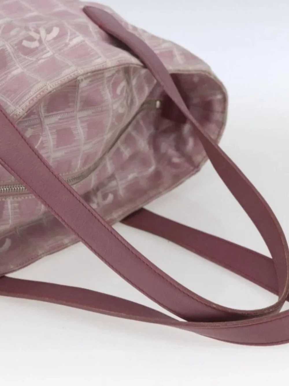 CHANEL New Travel line Tote Bag Pink Silver CC Auth 168739